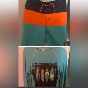 2 piece surfing  swim rash guard & swim thank